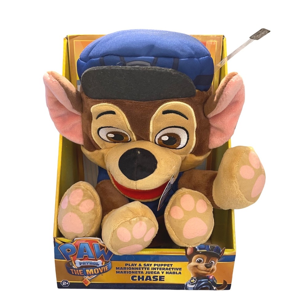 WowWee Paw Patrol The Movie Chase Play & Say Puppet Kids Brown Blue Talking Toy